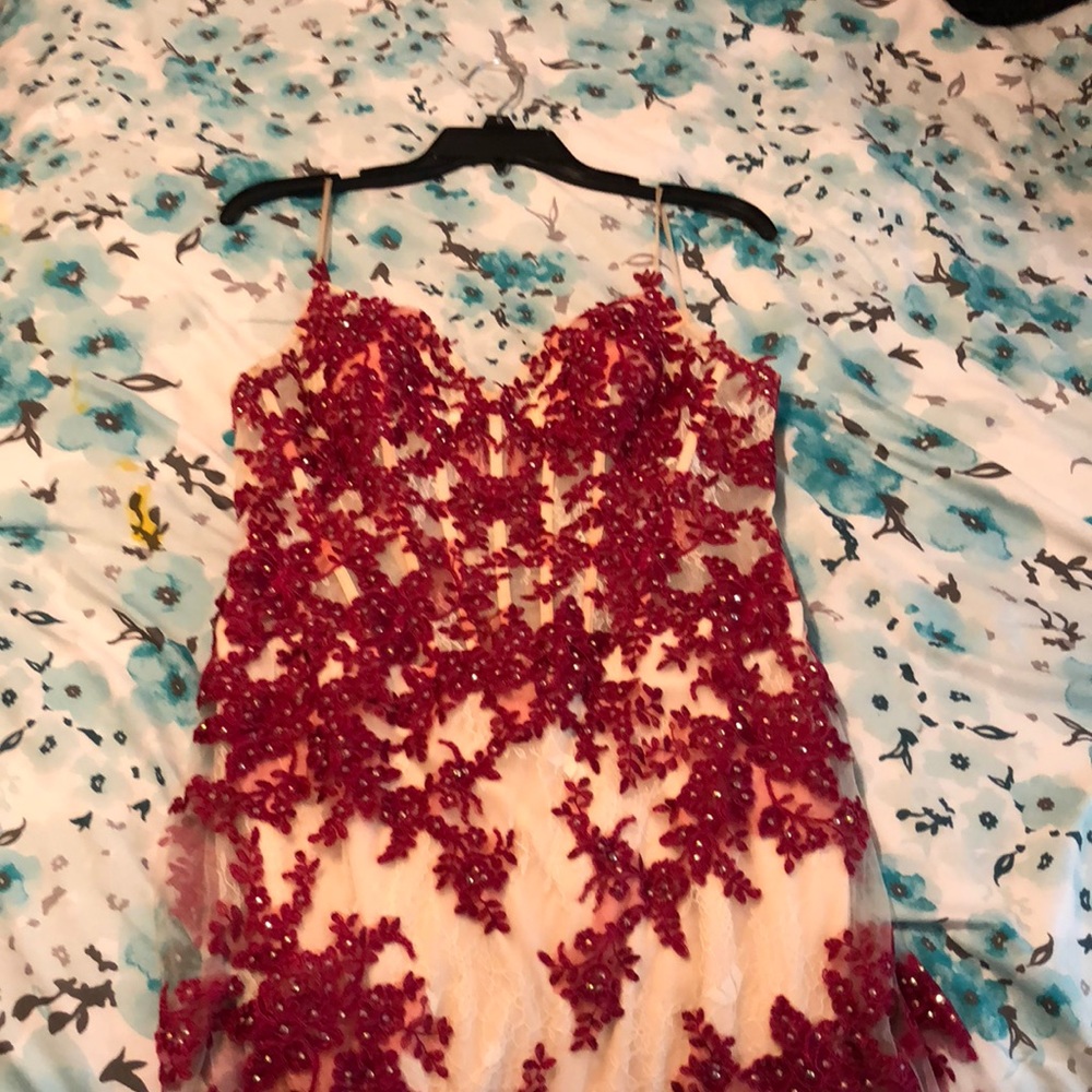 Rose Detailed Sequin Formal Mermaid Gown